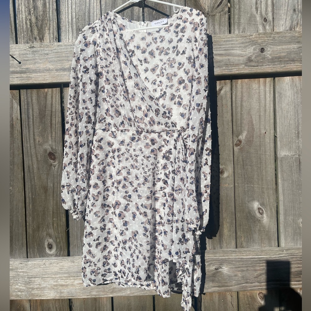Gilli Long Sleeve Leopard Print Dress Size L
